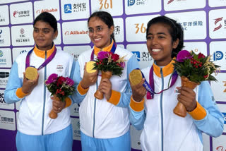 At the Asian Games, the reigning world champion trio of Jyothi Surekha Vennam, Aditi Swami and Parneet Kaur crushed their third-seeded Chinese Taipei to win gold in women's compound team final. After three ends, India beat Taiwan by one point. India shot 230 while their rivals managed to score 229.
