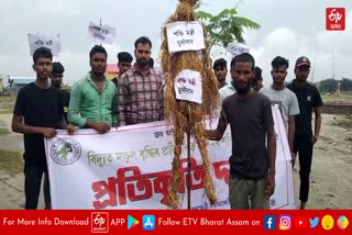 AJYCP Protest Against Electricity Minister in nalbari
