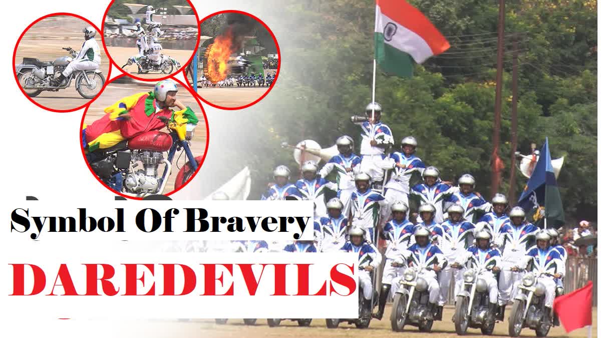 Collage of performance by Indian Army's Daredevils team in Raipur