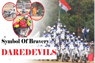 Collage of performance by Indian Army's Daredevils team in Raipur