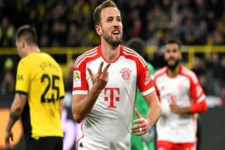 Harry Kane  Harry Kane makes Bundesliga history  Bundesliga history  Bundesliga  Bundesliga goal scoring record  ഹാരി കെയ്‌ൻ  ബുണ്ടസ്‌ലീഗ  Harry Kane hattrick  Bundesliga point table  Bayern Munich  sports news