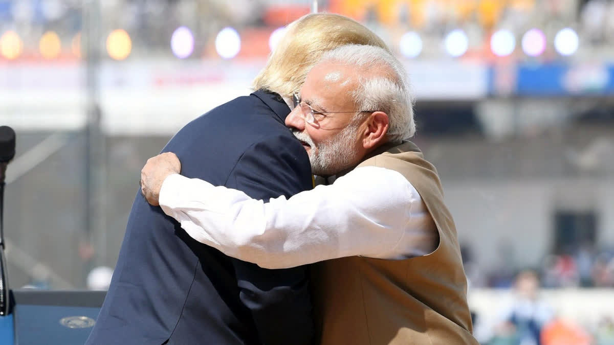 PM Modi hugs Donald Trump during the latter's India visit in 2020.