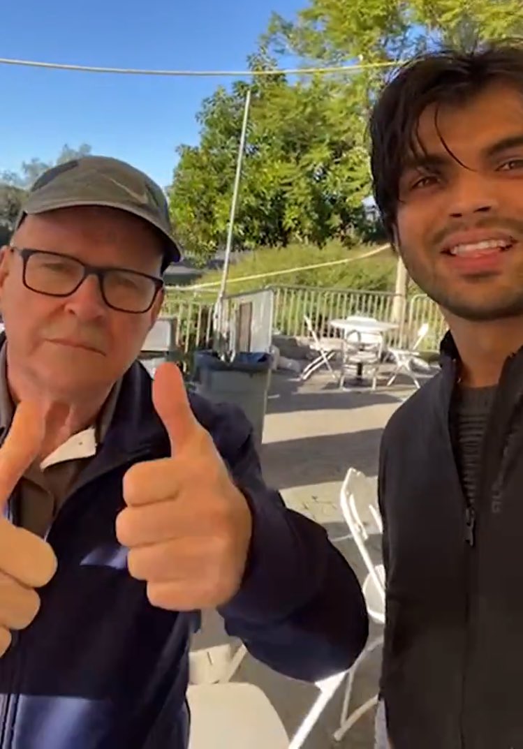 Neeraj Chopra with his coach Klaus Bartonietz