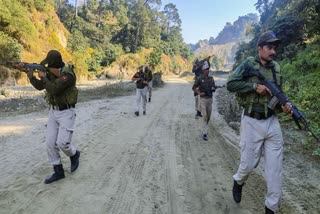 Security personnel during an anti-terror operation in Akhnoor