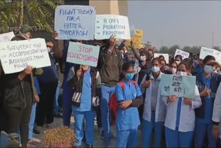 Strong protest by  aiims nursing staff against management bullying, emergency and OPD services stopped by nursing staff