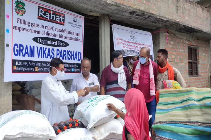 relief material was distributed among flood victims with help of cooperation of goonj