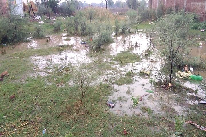 Drain filled with water after rain