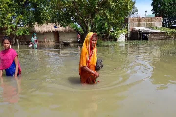 due to rain people are staying on railway line side 