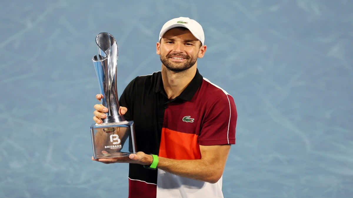 Gigor Dimitrov won his first title in the six years after defeating Danish professional Holgar Rune 7-6 (5), 6-4 in tightly-fought encounter in the men's Brisbane International on Sunday.