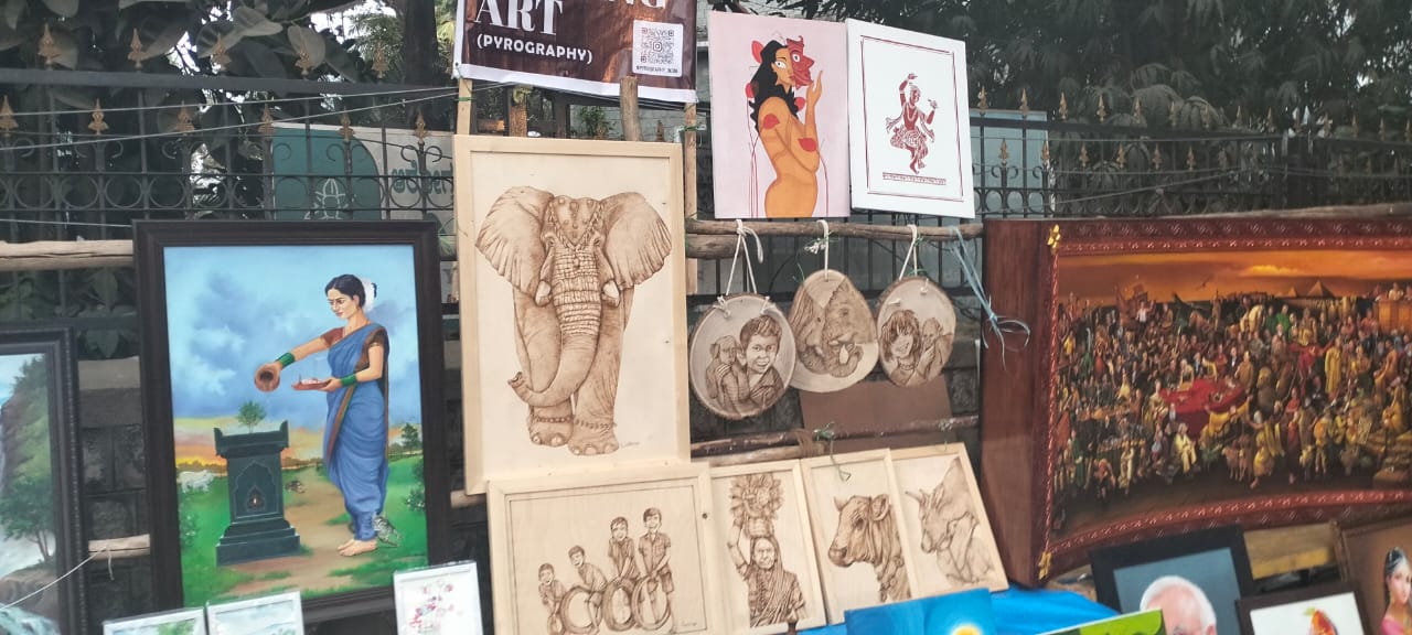 pictures that have blossomed in the artists brush have caught the eye in chitrasanthe