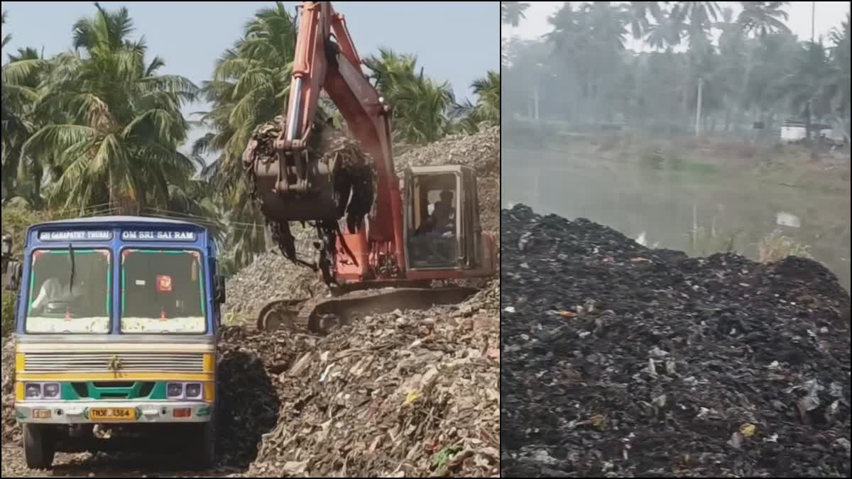 பாலாற்றின் படுக்கைகளில் குப்பைகள்