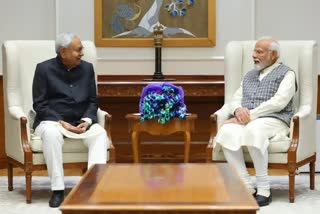 Bihar CM Nitish Kumar Meets PM Modi  Meeting After Returning To NDA  പ്രധാനമന്ത്രിയുമായി കൂടിക്കാഴ്‌ച  ബിഹാർ മുഖ്യമന്ത്രി നിതീഷ് കുമാർ  Bihar CM Meets PM Modi In New Delhi