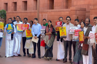 DMK, Alliance MPs Demand Action On Releasing Tamil Nadu Fishermen In Sri Lanka, Protest At Parliament