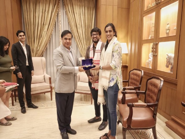 Assam CM Himanta Biswa Sarma meets India's badminton star PV Sindhu