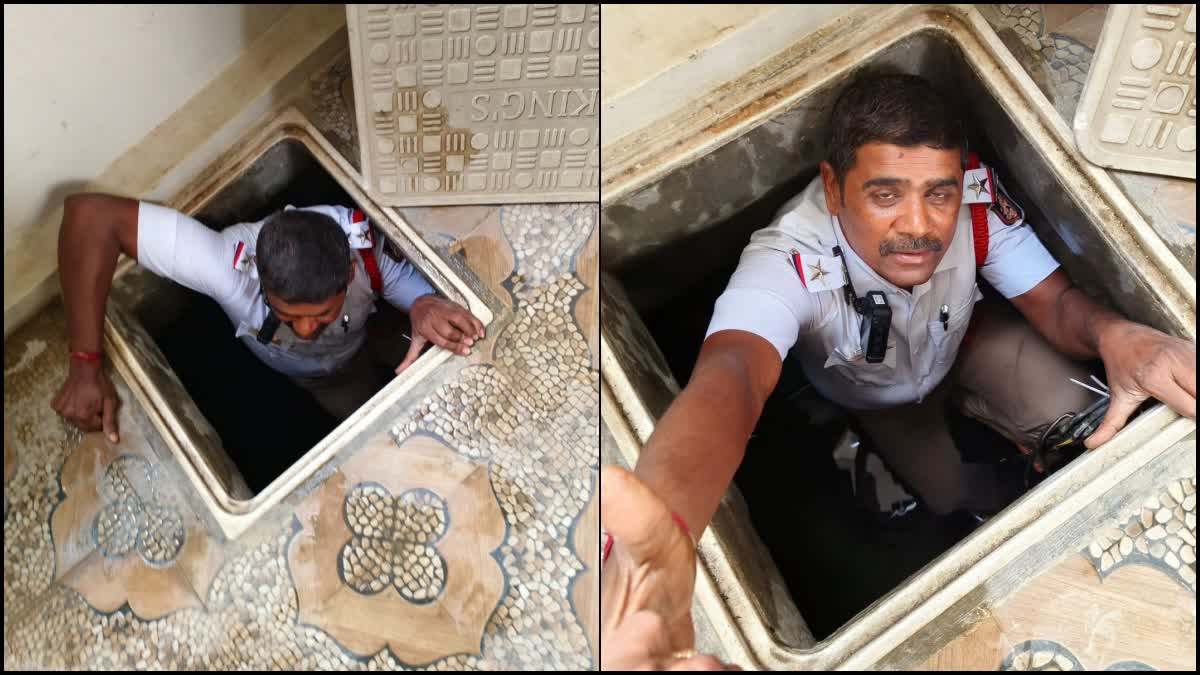 traffic-psi-rescued-child-who-fell-into water-sump in Bengaluru