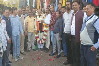 BJP workers welcoming the newly appointed District President of Bundi