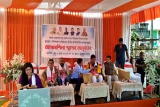 Mp Pradan Baruah lays foundation stone for four development works in Doom Dooma