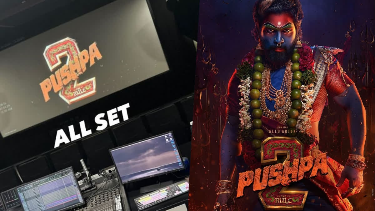 Allu Arjun's Instagram Story (left), Pushpa 2 poster (right)