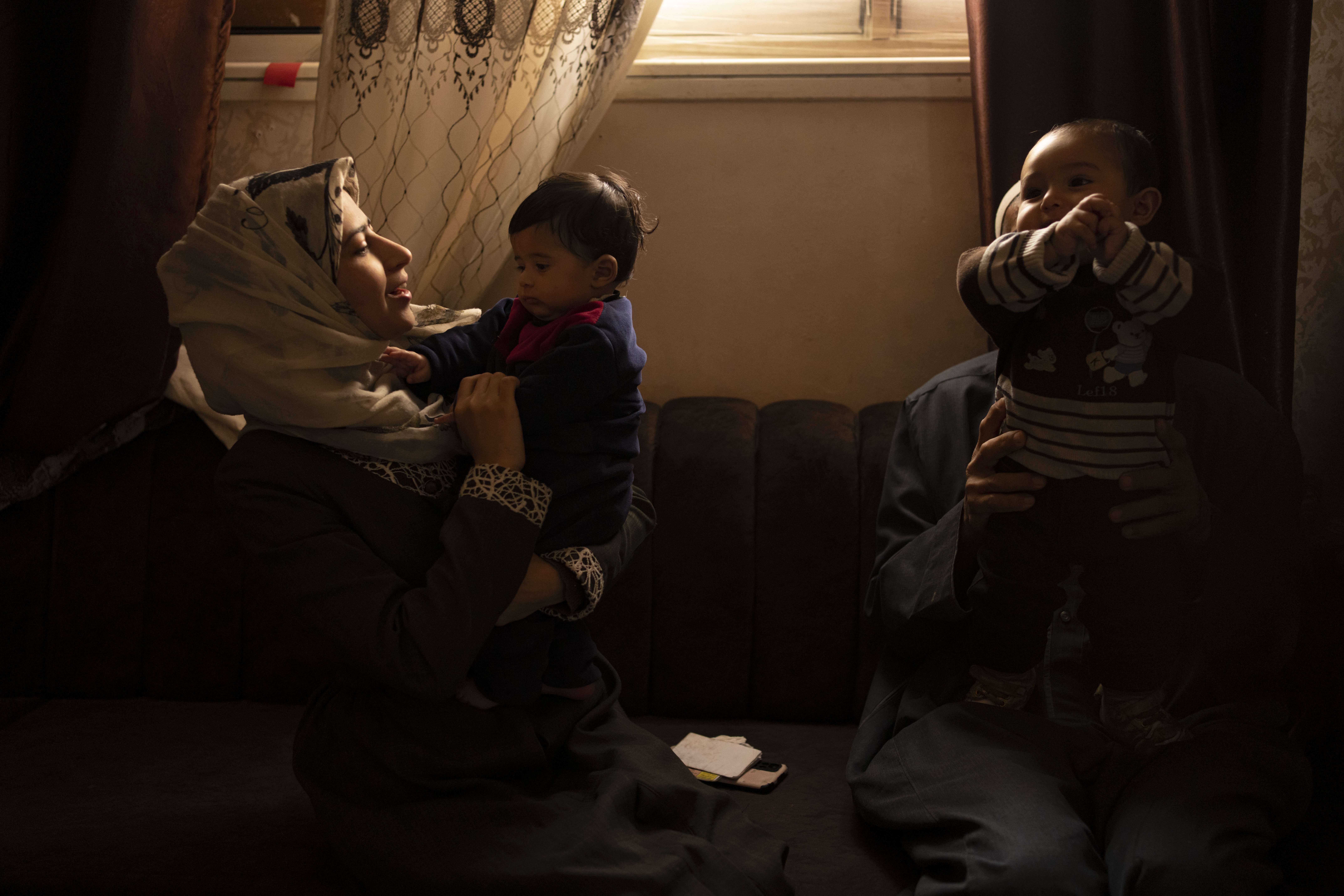 - Rola Saqer sits beside her baby Masa Mohammad Zaqout at her parents' home in the neighborhood of Zawaida, central Gaza, Thursday, April 4, 2024. Zaqout was born Oct. 7, the day the Israel-Hamas war erupted. Mothers who gave birth in the Gaza Strip that day fret that their 6-month-old babies have known nothing but brutal war, characterized by a lack of baby food, unsanitary shelter conditions and the crashing of airstrikes. (AP Photo/Abdel Kareem Hana)