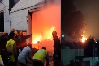 Fire accident burnt tire warehouse  Bengaluru