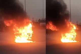 SUV Car Caught Fire in Kota