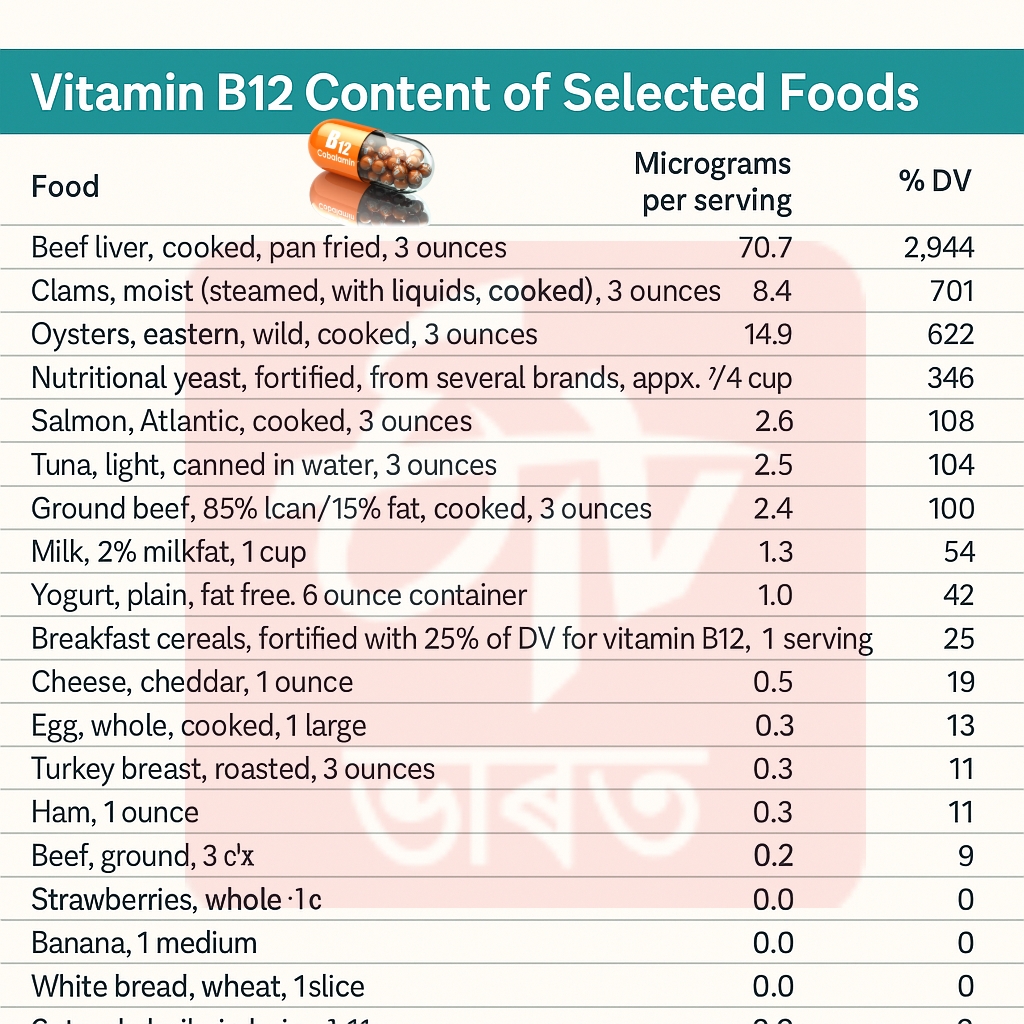 Vitamin B12 Content of Selected Foods