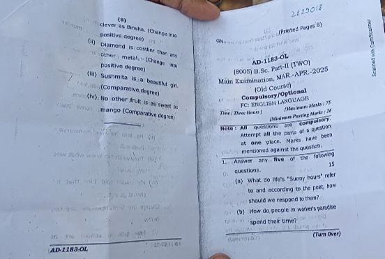 Wrong paper distributed in BSc exam