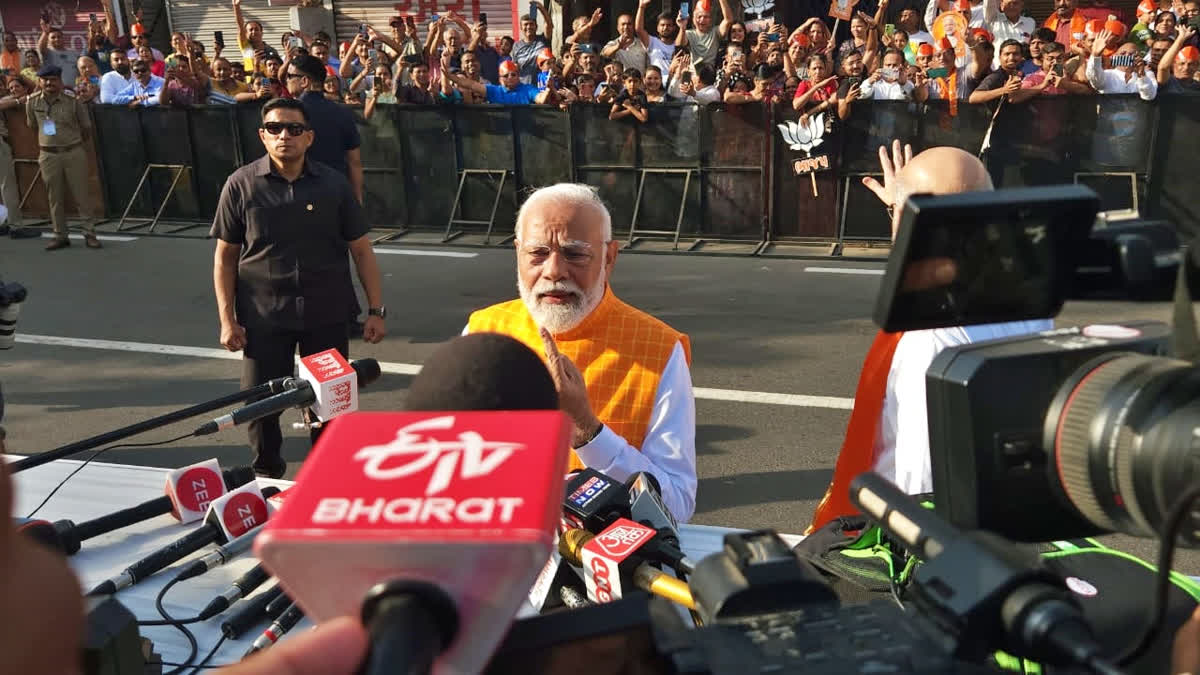 PM Narendra Modi speaking to the media after casting his vote in Ahmedabad on Tuesday, May 7, 2024