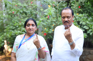 Ajit Pawar with wife Sunetra Pawar