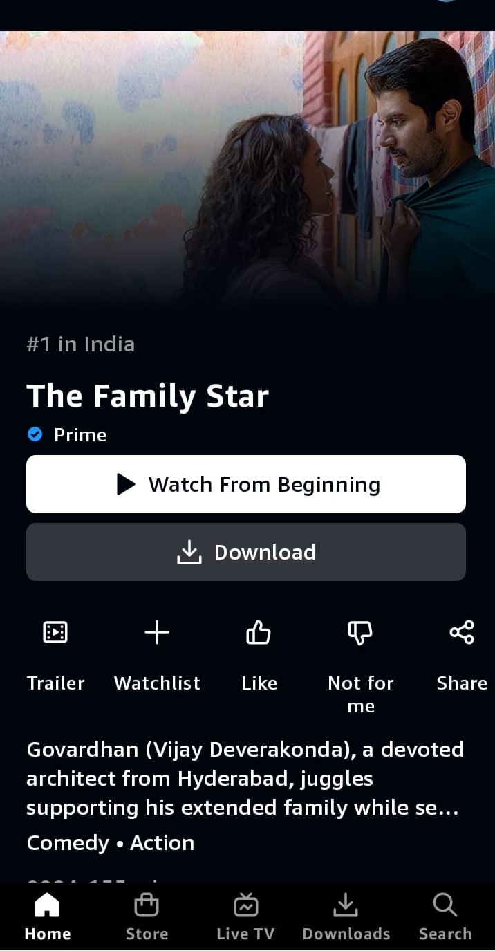 Vijay Deverakonda and Mrunal Thakur's The Family Star initially struggled in theatres but has experienced a revival on Amazon Prime Video. The movie has been dominating the charts for over 10 days since its release in the OTT space.