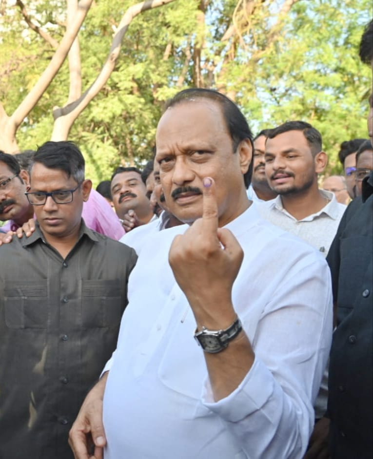 Ajit Pawar exercised his right to vote