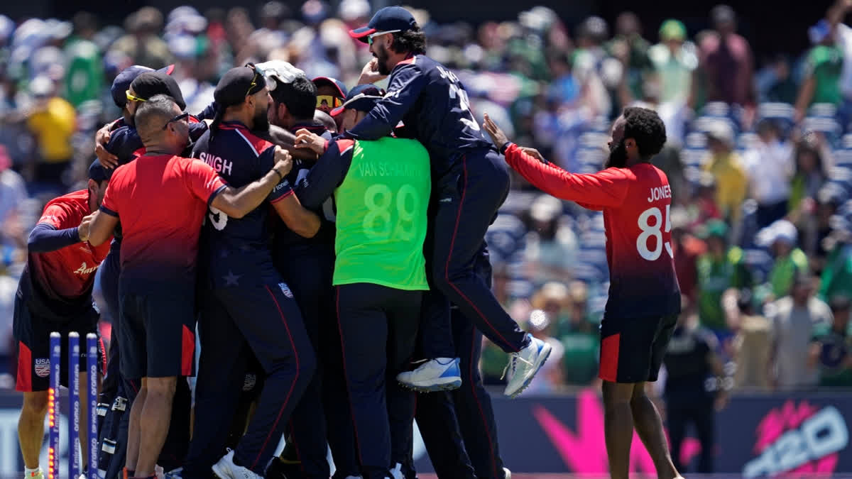 The Monank Patel-led USA stunned 2022 T20 World Cup finalist Pakistan via the Super Over to cause the first big upset of the ongoing marquee event at Grand Prairie Stadium in Dallas on Thursday. Saurabh Netravalkar shone claiming 2/18 in his four overs in the regular game and then bowled an exceptional super over, conceding only 13 runs to help USA to clinch a historic win by five runs against Babar Azam-led side.