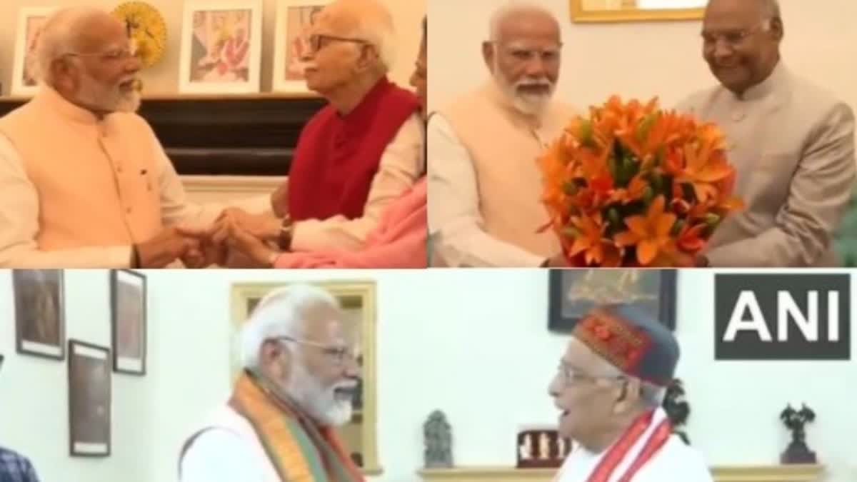 NARENDRA MODI  L K ADVANI  മുരളീ മനോഹര്‍ ജോഷി  എല്‍ കെ അദ്വാനി  മുന്‍ രാഷ്‌ട്രപതി രാം നാഥ് കോവിന്ദ്  എന്‍ഡിഎ