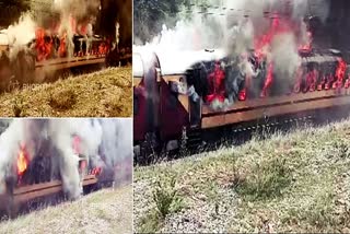 Telangana Falaknuma Express catches fire four bogies burnt no loss of life