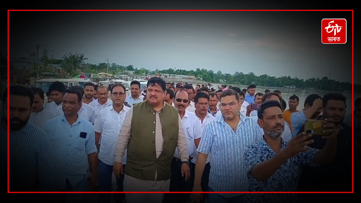 MP Rakibul Hussain inspects erosion of Beki river at Kalgachia