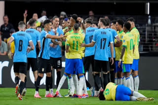 Uruguay beat Brazil 4-2 on penalties on Saturday in the Copa America 2024 quarterfinals at the Allegiant Stadium in Nevada, Las Vegas to advance into the semi-final after the match ended in draw in the extra time. Both teams collectively registered 41 fouls in a bruising encounter.