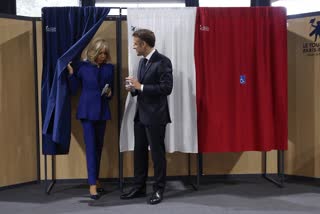 French President Emmanuel Macron casts his vote