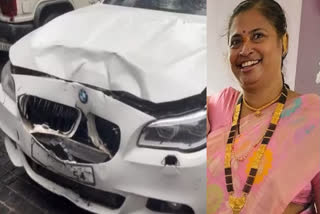 Kaveri Nakhwa, the 45 year old resident of Worli Koliwada, who was killed in a hit-and-run incident in Worli area of Mumbai on Sunday. (Left) The BMW involved in the accident.