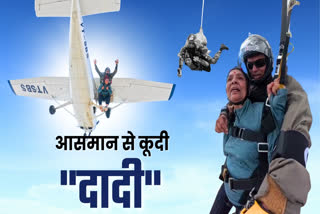 80 year old grandmother jumped from the sky in Narnaul Mahendragarh Haryana did sky diving from 10 thousand feet