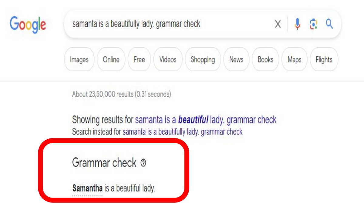 Google Grammar Checker