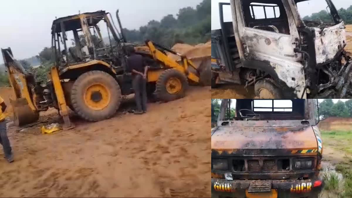 smugglers set several vehicles on fire to gain supremacy over sand smuggling In Ranchi