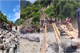 Villagers build Wooden Bridge on Drain in Malana