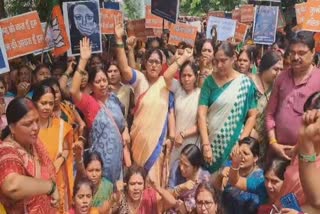 bjp-mahila-morcha-demonstrated-against-jharkhand-government