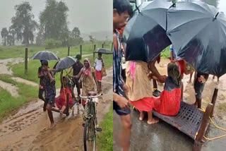 PREGNANT CARRIED IN RAIN IN BHADRADRI