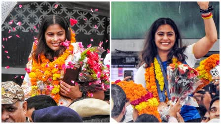 MANU BHAKER RETURNS HOME