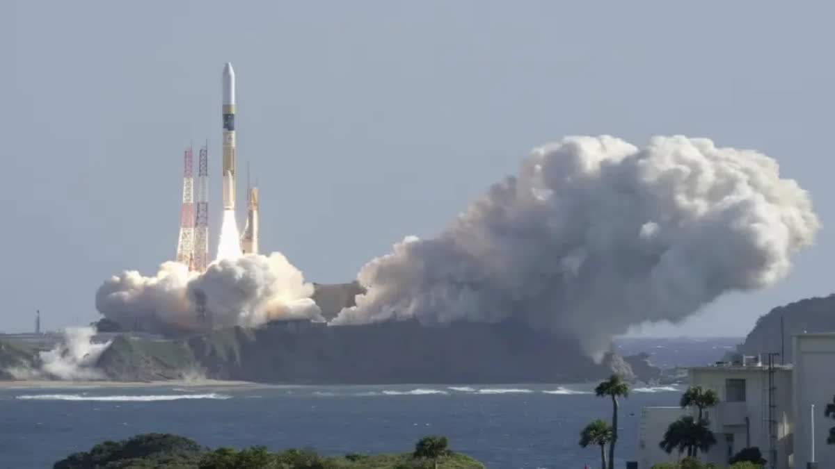 Japan launched a rocket Thursday carrying an X-ray telescope that will explore the origins of the universe as well as a small lunar lander.