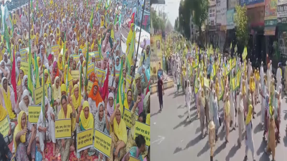 BKU Ekta Ugrahan held a massive protest march against drugs in Bathinda