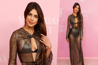 Priyanka Chopra made an uber-chic appearance at the Victoria's Secret NYFW event on September 7 in New York. The actor looked stunning as she opted for a shimmery black sheer dress for Victoria's Secret NYFW event.