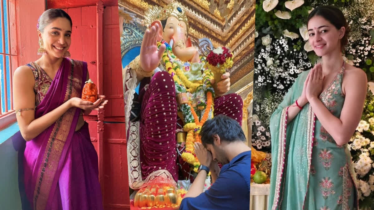 Ganesh Chaturthi 2024: Kartik Aaryan Visits Lalbaugcha Raja; Ananya Panday, Sharvari Wagh Welcome Bappa Home