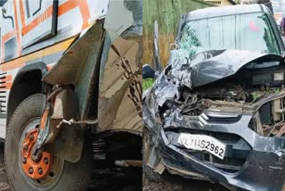 CONTAINER AND CAR COLLIDE KOZHIKODE  കാറും കണ്ടൈനറും കൂട്ടിയിടിച്ചു  ACCIDENT IN KOZHIKODE  KOZHIKODE NEWS